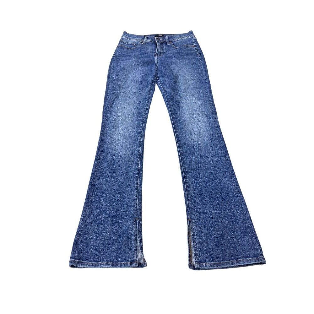 Express Womens Skyscraper Mid Rise Flare Jeans Denim Size 2S